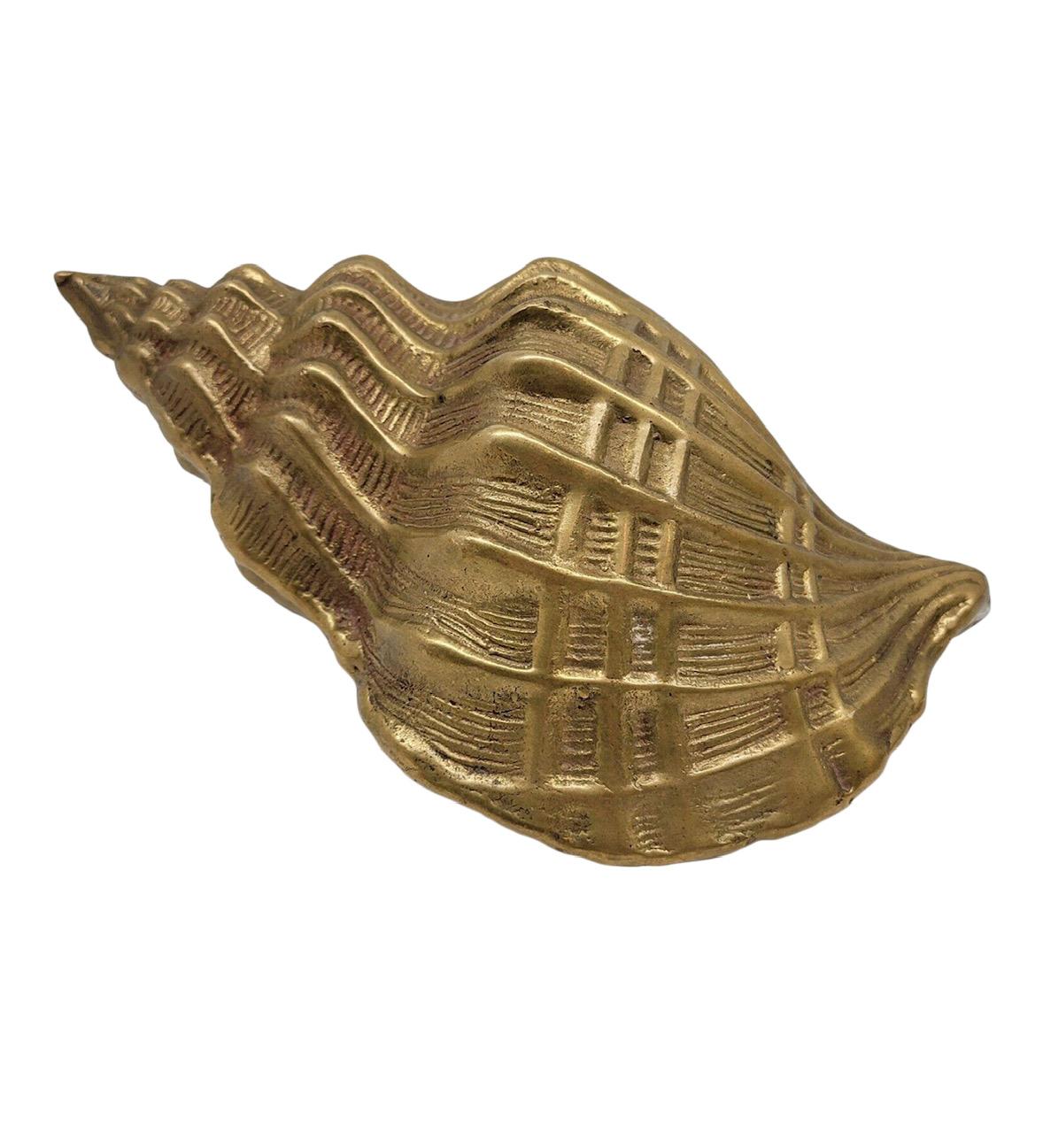 Vintage Brass Nautical Conch Seashell Paperweight