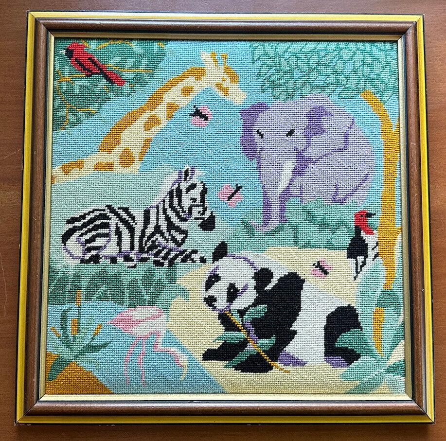 Contemporary Needlepoint Framed Textile Art of Safari Animals » Tookey  Buxton
