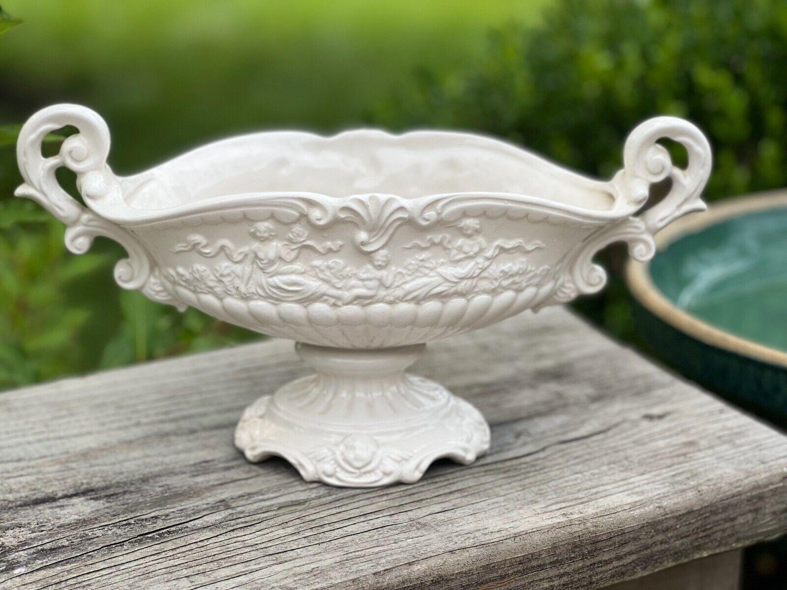 SOLD] Capodimonte Ivory Porcelain Italian Planter Urn with Handles