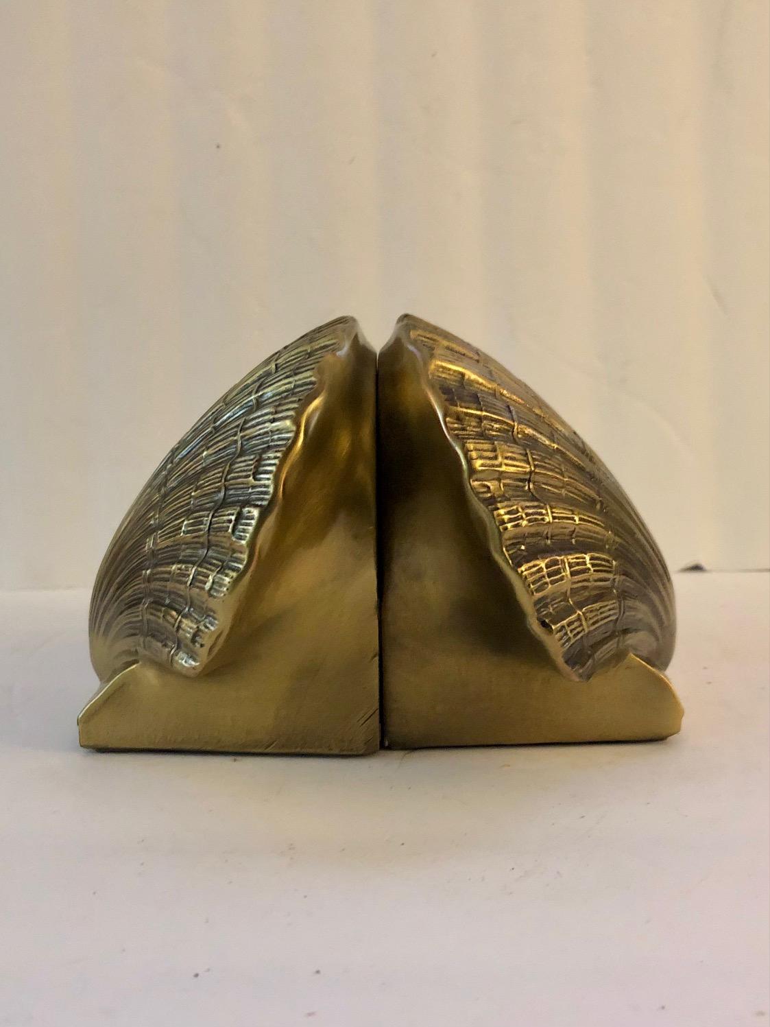 Pair of Vintage Brass Clam Shell Bookends