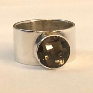 Smoky Quartz Modernist Sterling Cocktail Ring