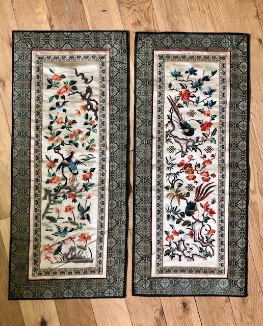 Deals Chinese embroidered silk panels set of 2