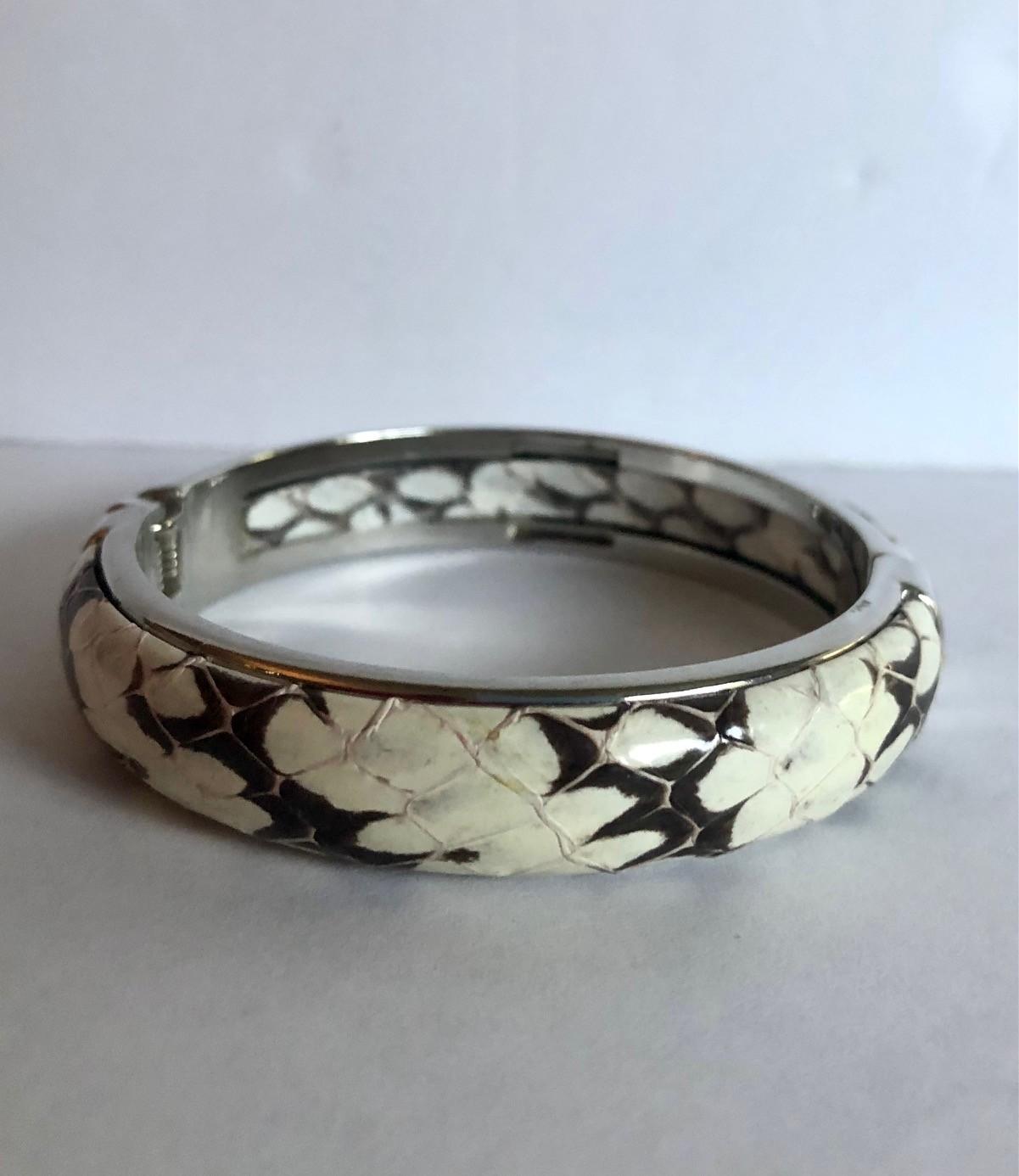 [SOLD] Italian Snakeskin Hinged Clasp Bangle » Tookey Buxton