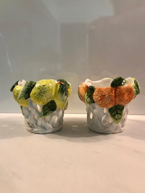 レクサス　 ヒメイワダレソウ　１２０鉢　７.５cm 1970s Majolica Lemon Orange Centerpiece Candle Holders / Planters