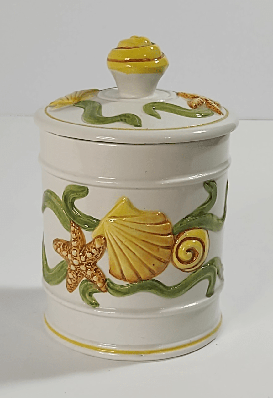 1980s Italian Majolica Sea Shell Canister with Lid » Tookey Buxton