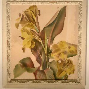 1940s Benjamin Jorj Harris Yellow Lilies Airbrushed Painting