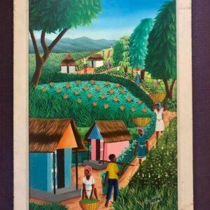 Original 1980s Haiti Folk Art Oil Painting