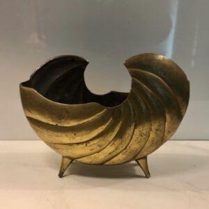 Vintage Brass Sea Shell Nautilus Planter
